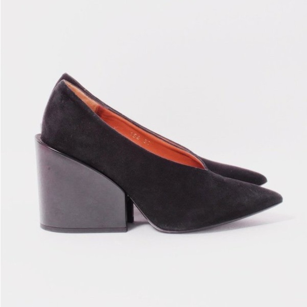 Acne Black ALVARA Suede Block Heels - Picture 2 of 5